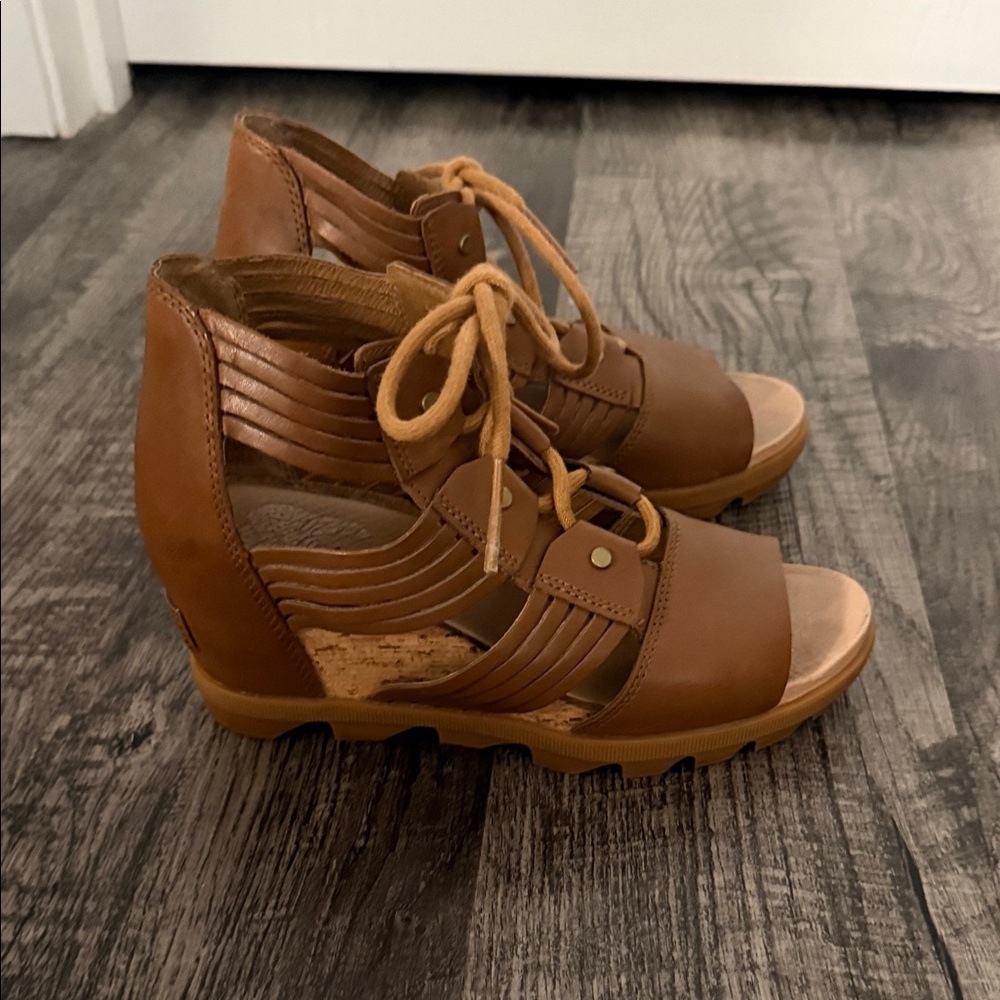 Sorel Brown Lace-Up Gladiator Sandals
